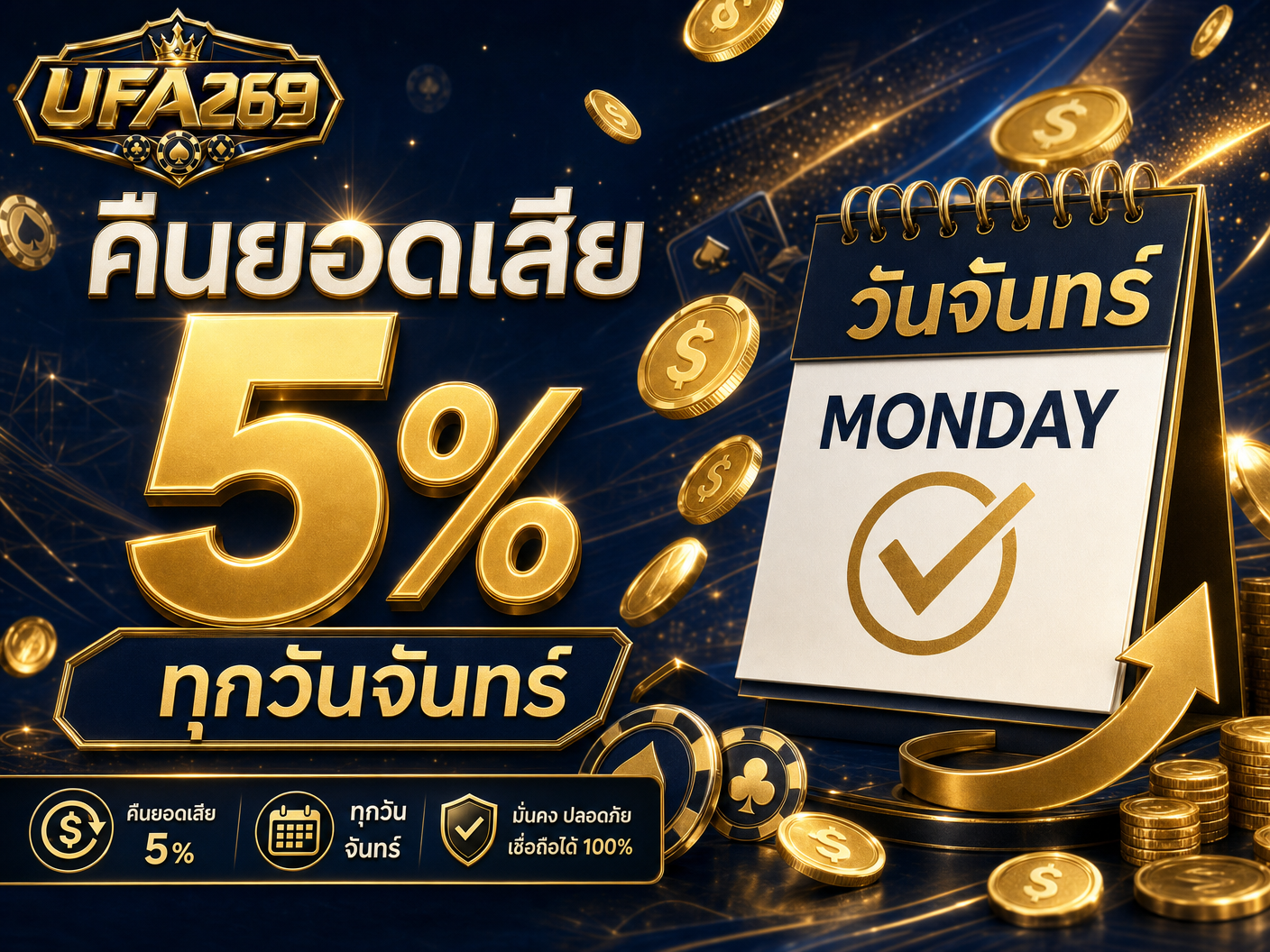 คืนยอดเสีย 5% ทุกวันจันทร์